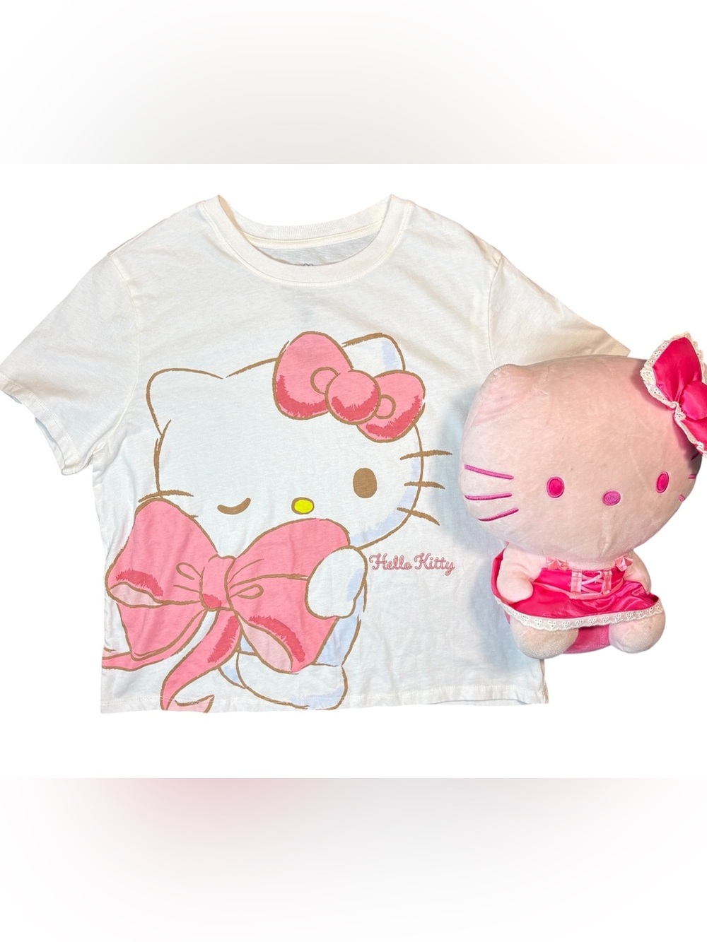 Hello Kitty Sanrio Tee + Matching Plush Bundle Adult Medium